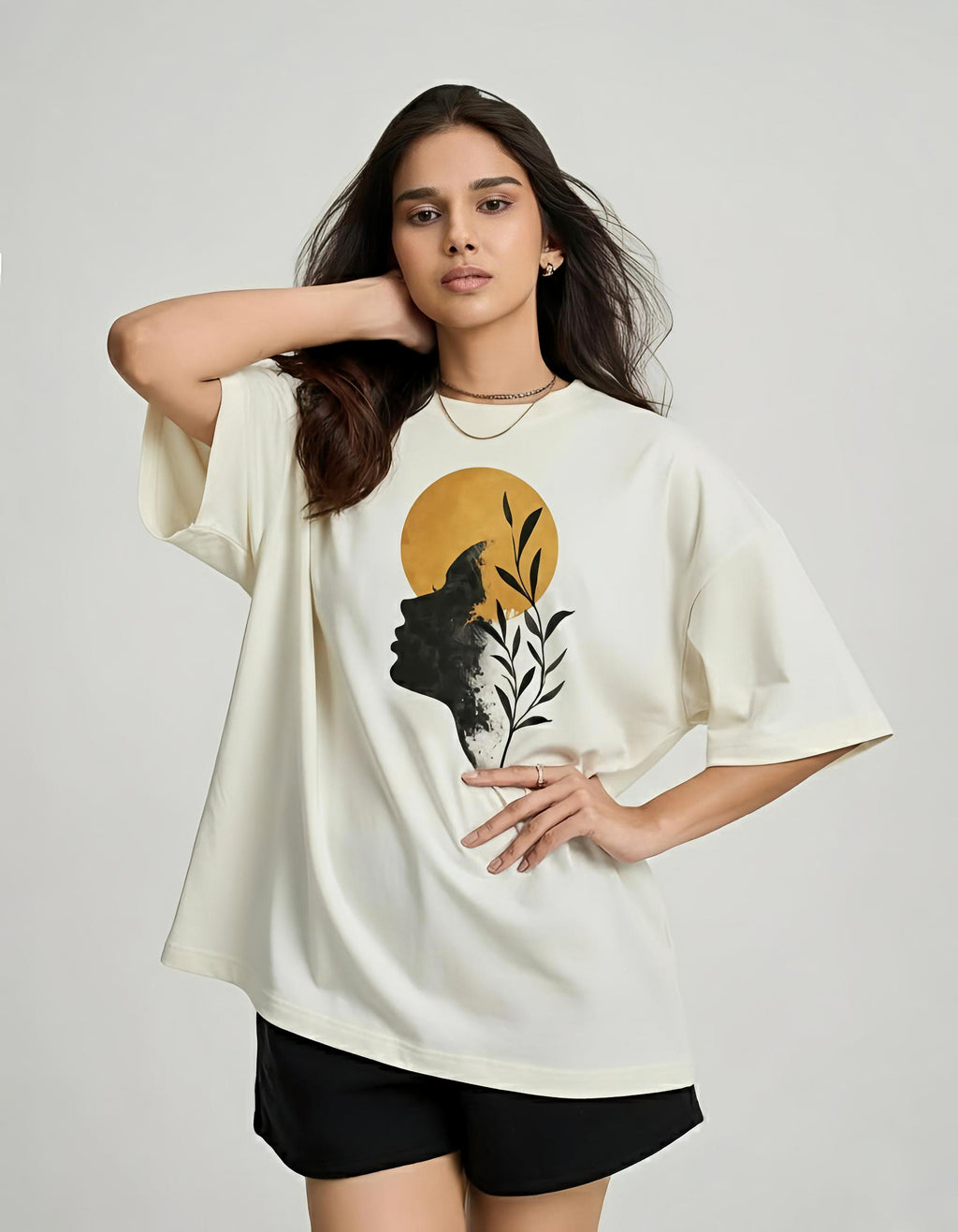 SDCB / Fashion / LEAF FACE' WITH ZEBRA STICKS FACE' OVERSIZED TEE