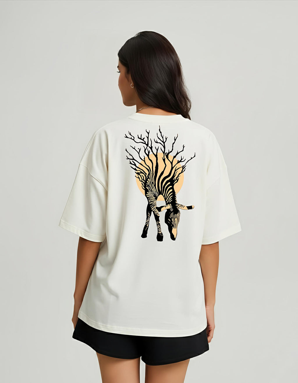 SDCB / Fashion / LEAF FACE' WITH ZEBRA STICKS FACE' OVERSIZED TEE