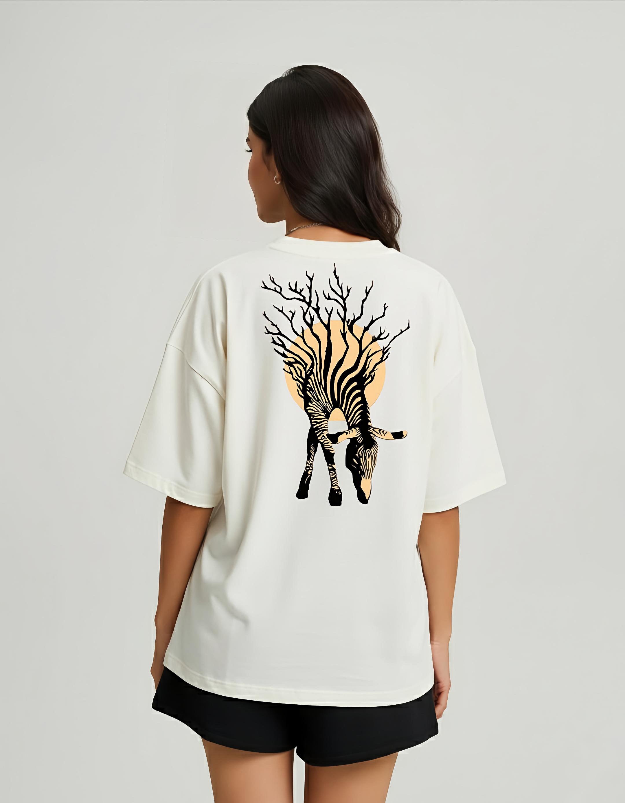 SDCB / Fashion / LEAF FACE' WITH ZEBRA STICKS FACE' OVERSIZED TEE