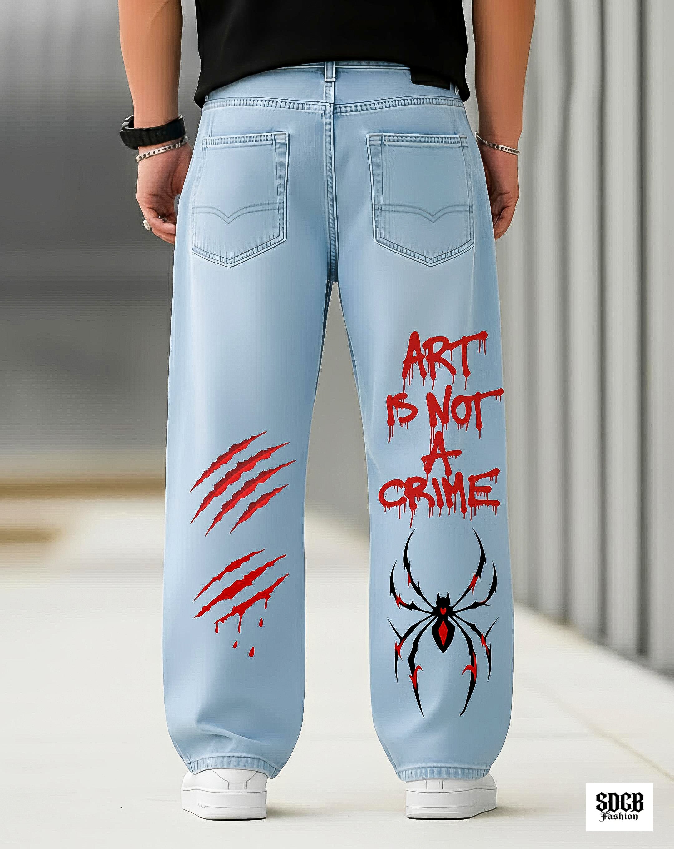 SDCB / Fashion / ART IS NOT A CRIME DESIGNER PRINTED DENIM'