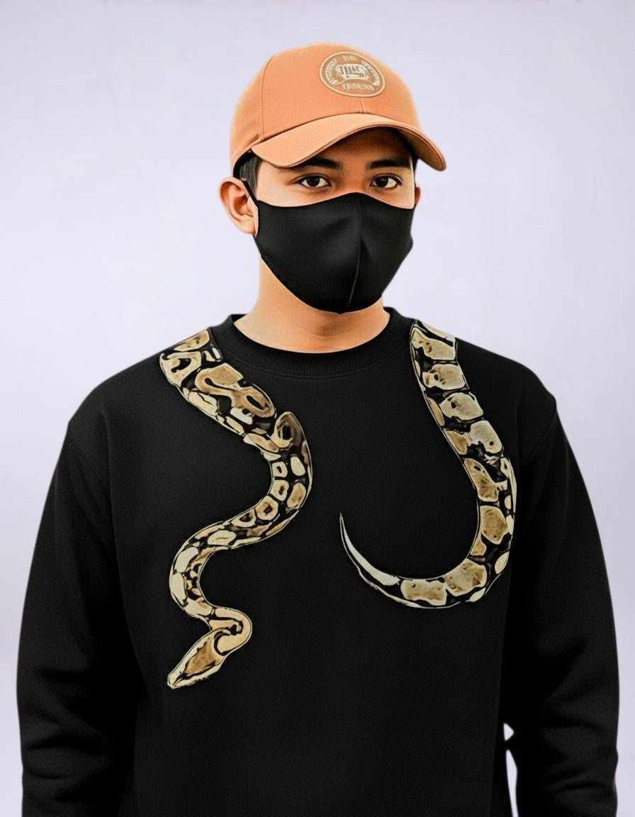 SDCB / Fashion / REALISTIC SNAKE DESIGN' BLACK SWEATSHIRT